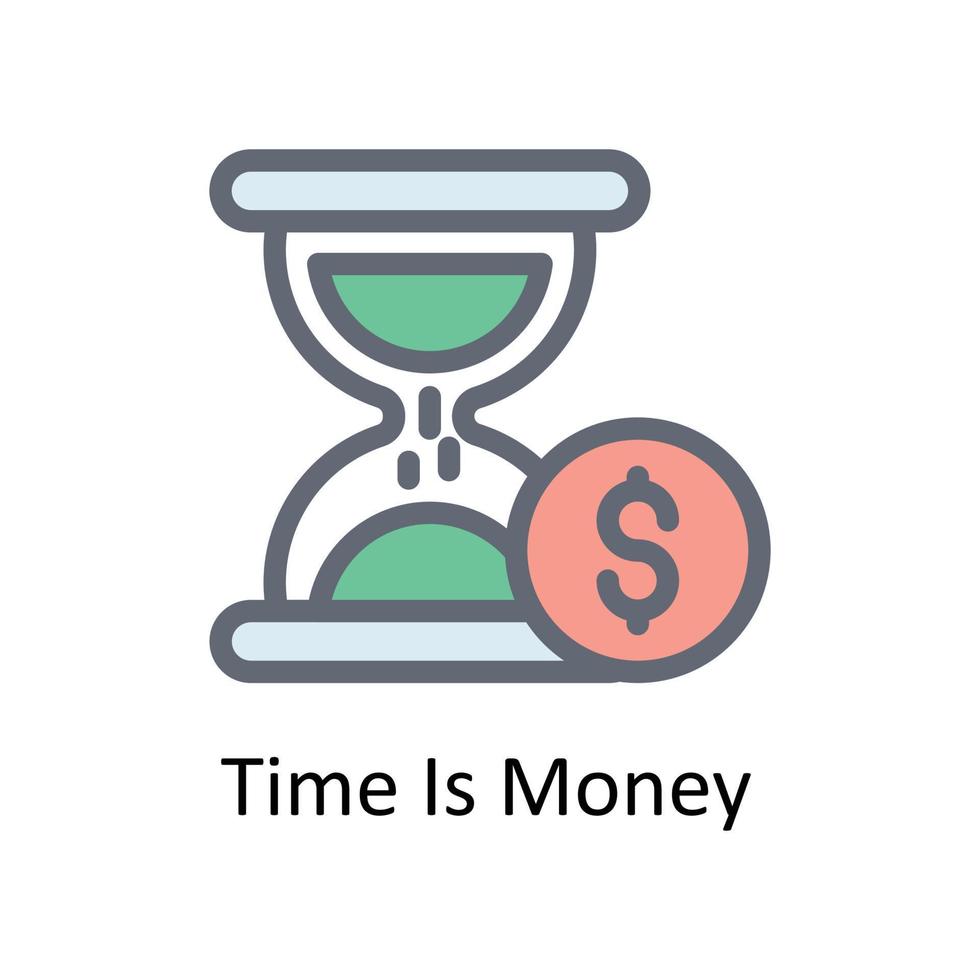 tid är pengar vektor fylla översikt ikoner. enkel stock illustration stock