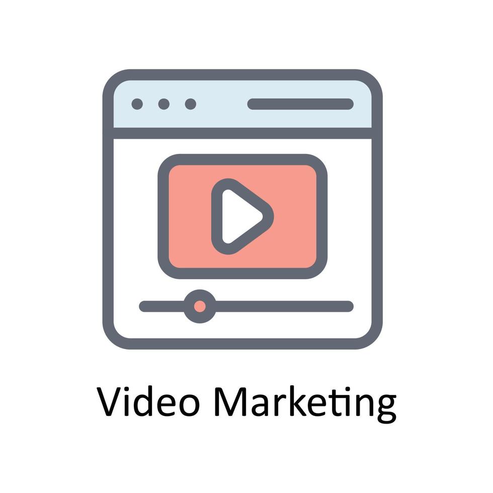 video marknadsföring vektor fylla översikt ikoner. enkel stock illustration stock