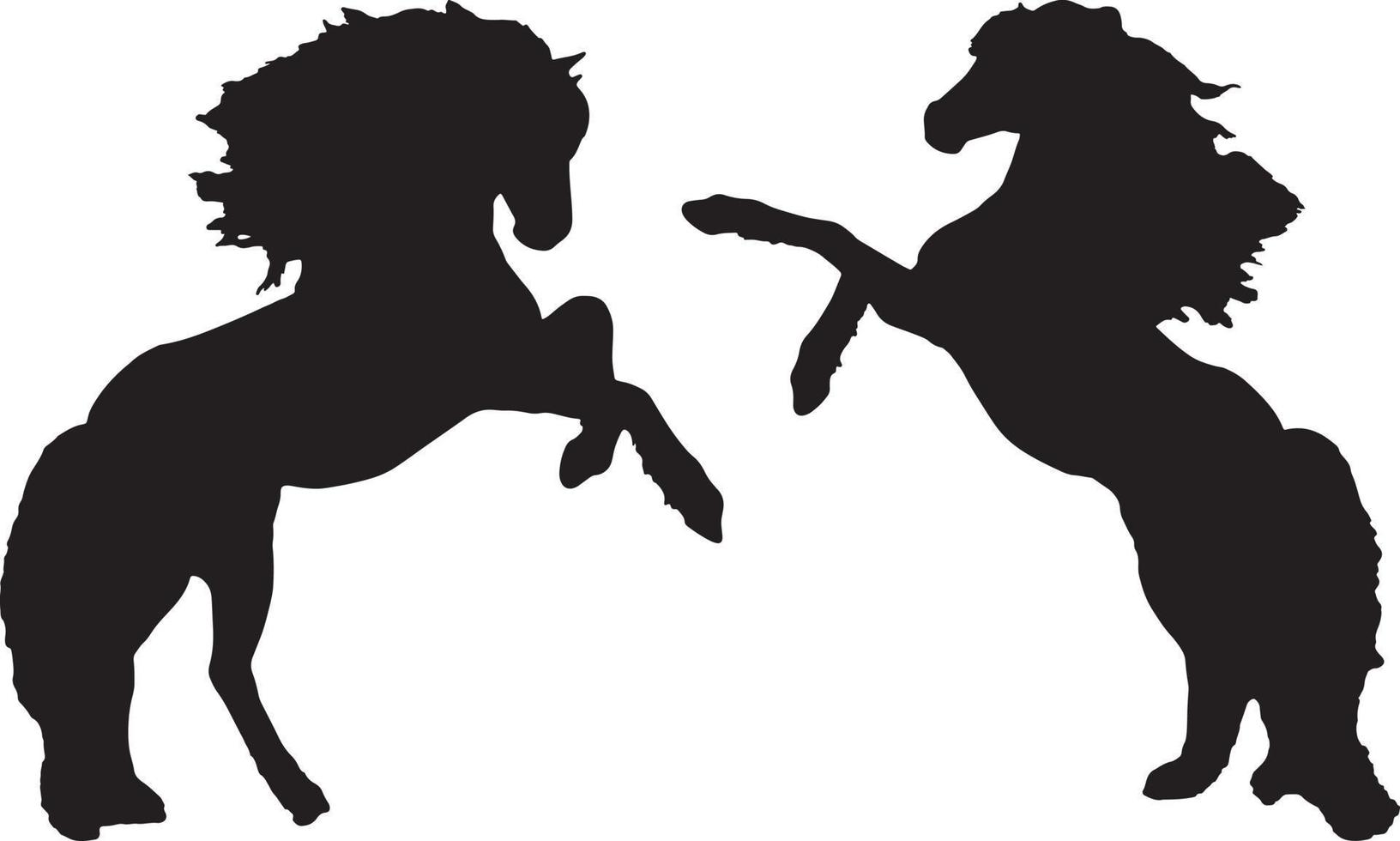 Silhouette zwei Pferde Stehen vektor