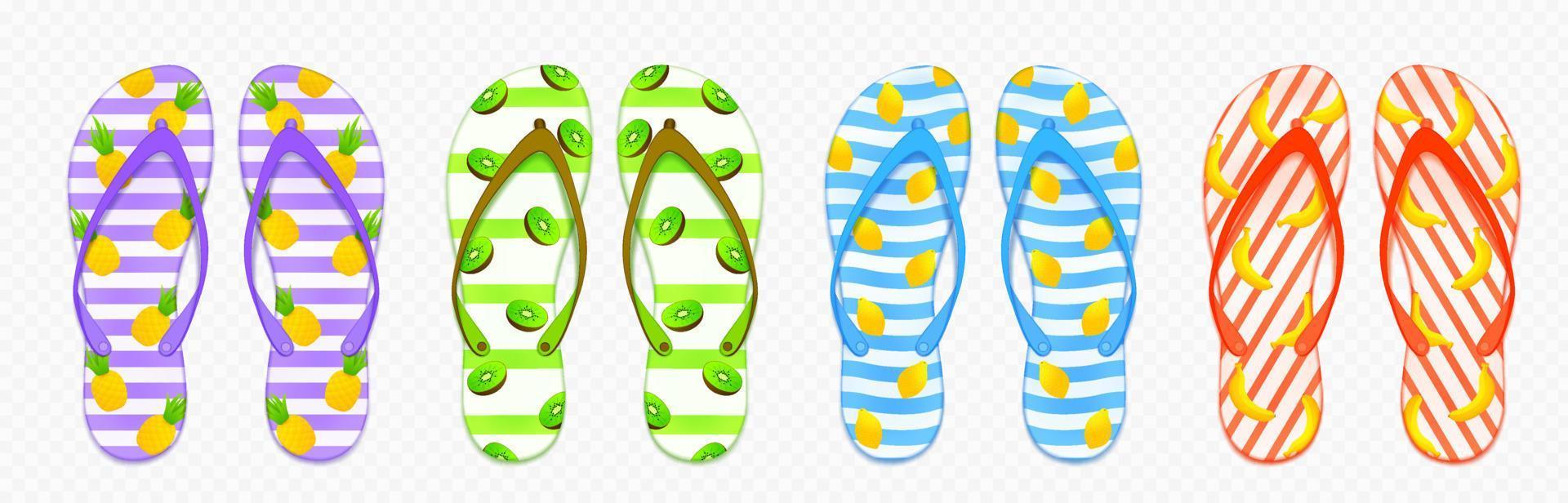 färgrik flip flops uppsättning isolerat vektor