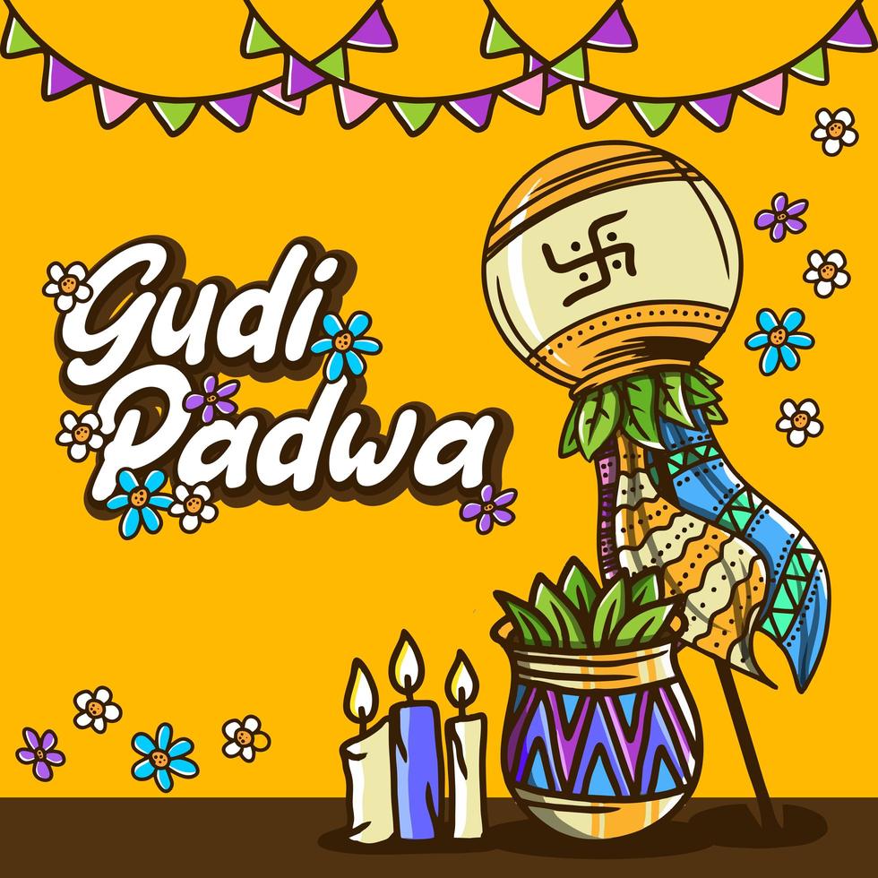 Hand gezeichnete Gudi Padwa Illustration vektor