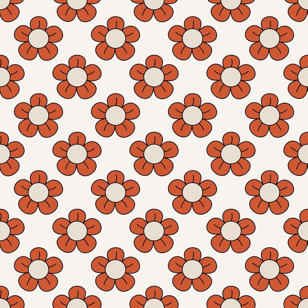 retro groovig Blumen. Jahrgang Blumen- nahtlos Muster. naiv kindisch Vektor Illustration. modern Elemente.Oberfläche Design, Verpackung Papier, Abdeckungen, drucken.