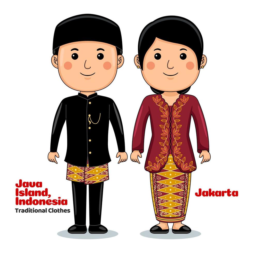 Paar tragen Jakarta traditionell Kleider vektor