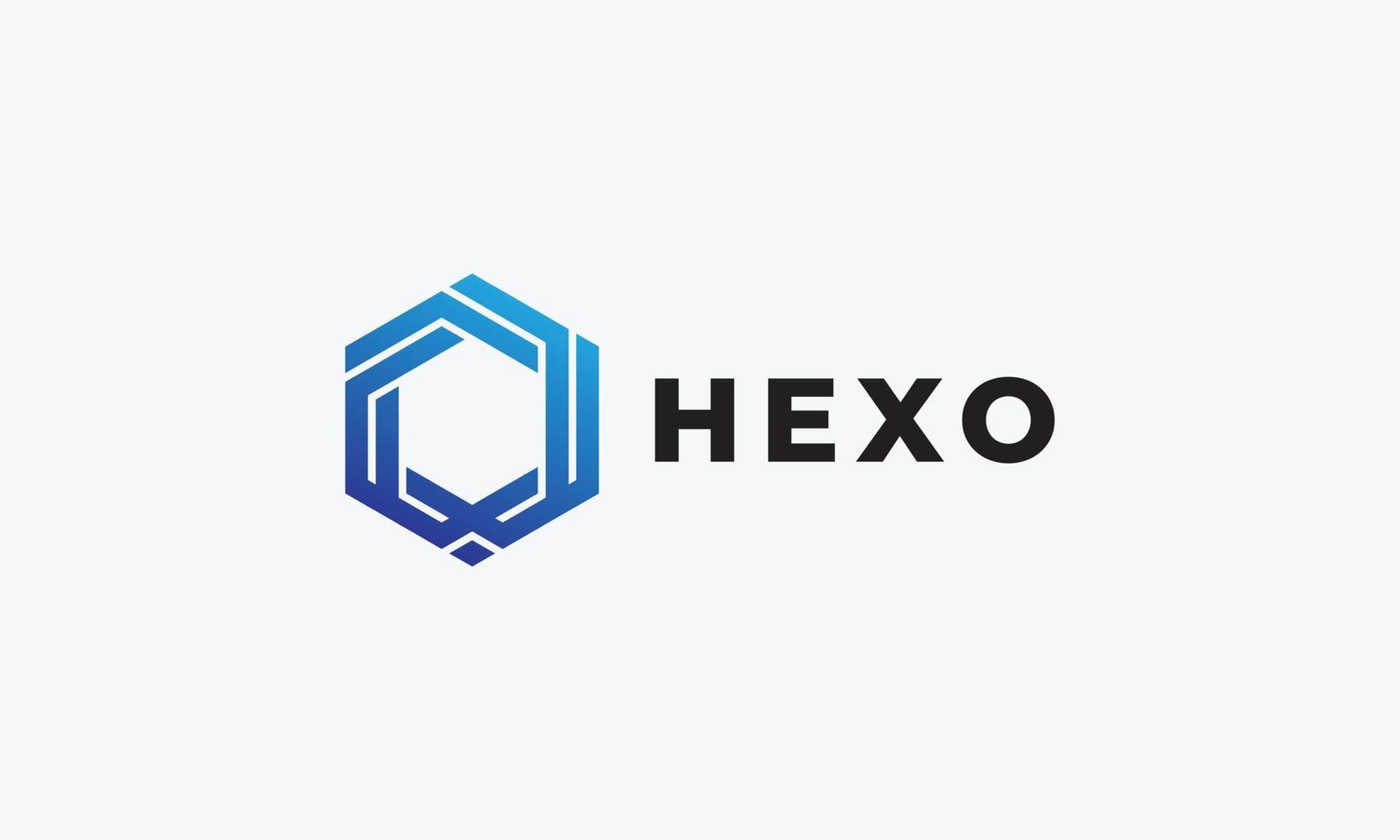 Logo Vektor Hexagon Blau Farbe Verknüpfung Verbindung Minimalismus Konzept Netzwerk Technologie innovativ