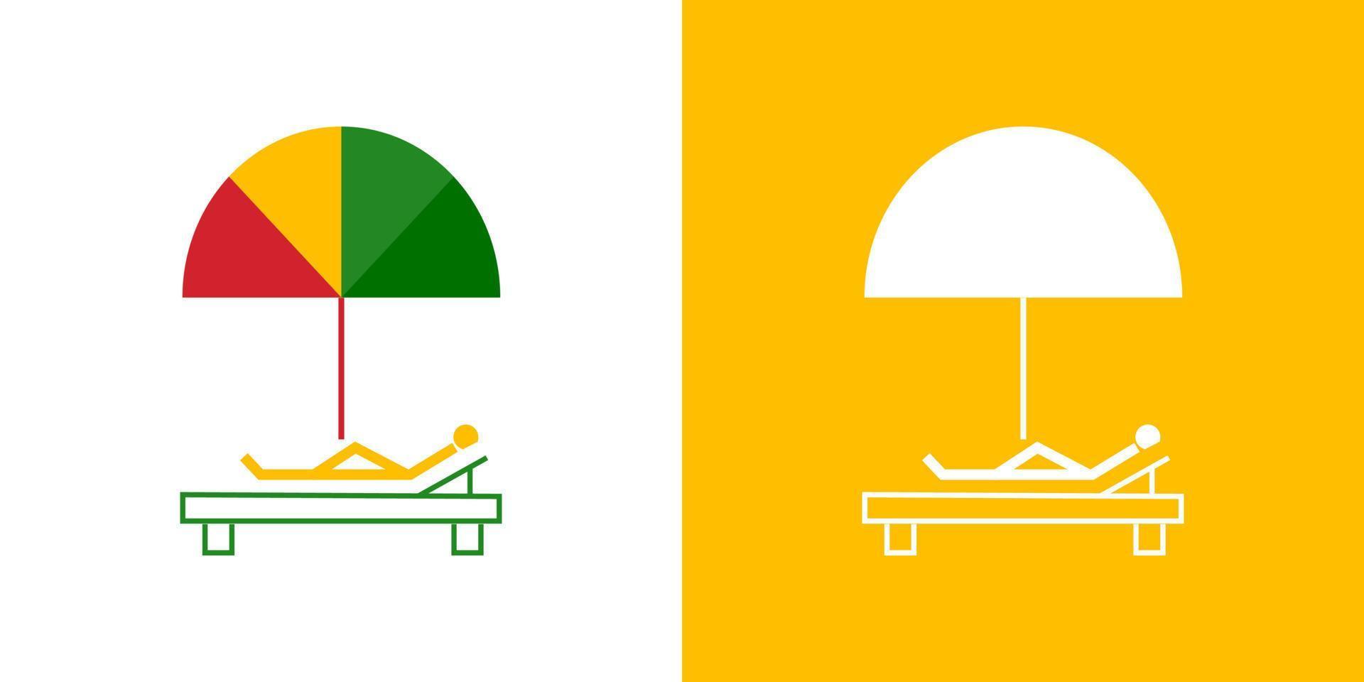 strand paraply logotyp med årgång stil i linjär begrepp. parasoll logotyp design mall. användbar för företag och branding logotyper vektor