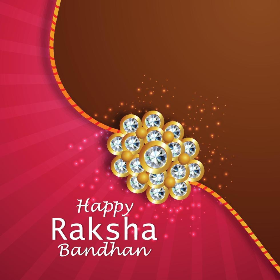 glad raksha bandhan indisk festival fest med gyllene kristall rakhi vektor