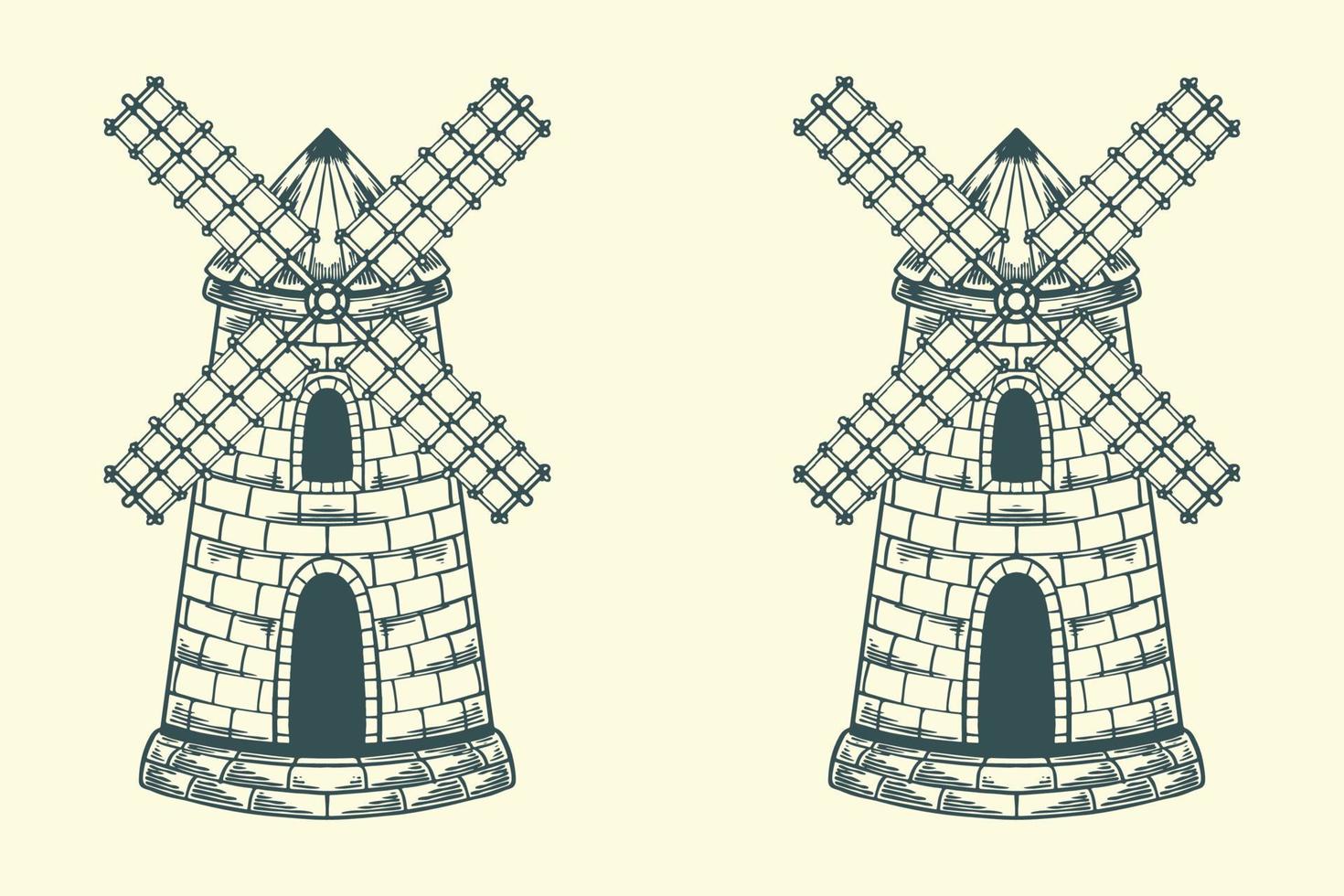 hand teckning årgång gammal väderkvarn med i scandinavian stil. vektor