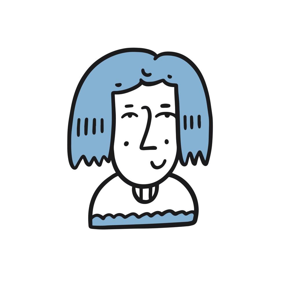 kvinna färgrik tecknad serie stil. flicka med hår karaktär ikon. vektor