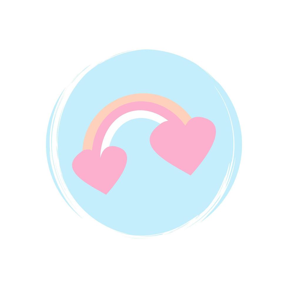 regnbåge ikon logotyp vektor illustration på cirkel med borsta textur för social media berättelse markera