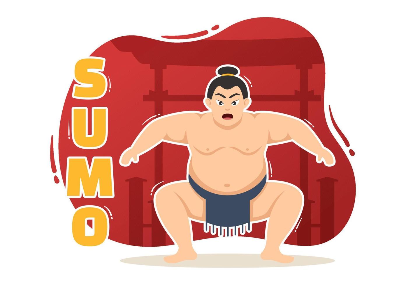 sumo brottare illustration med stridande japansk traditionell krigisk konst och sport aktivitet i platt tecknad serie hand dragen landning sida mallar vektor