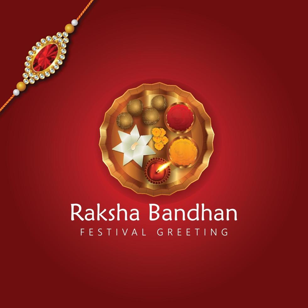 raksha bandhan festival med hinduisk traditionell bakgrund med puja thali vektor