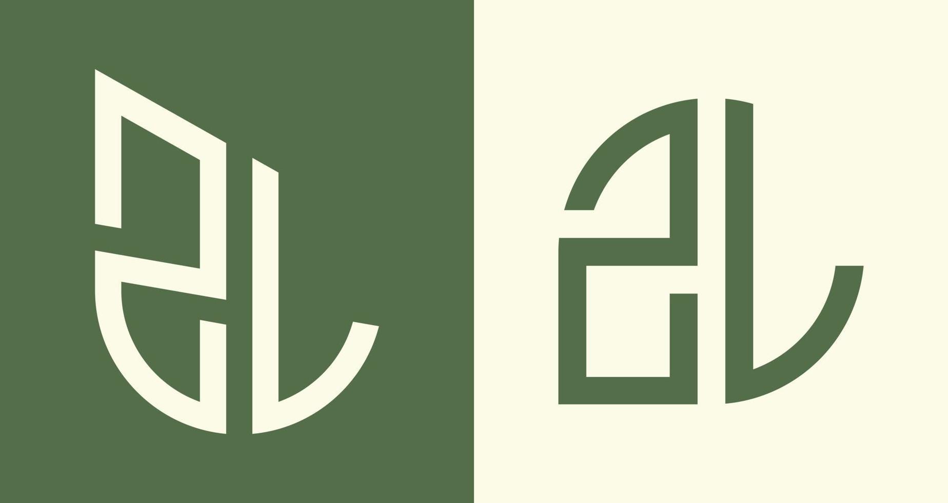 kreativ enkel första brev zl logotyp mönster bunt. vektor