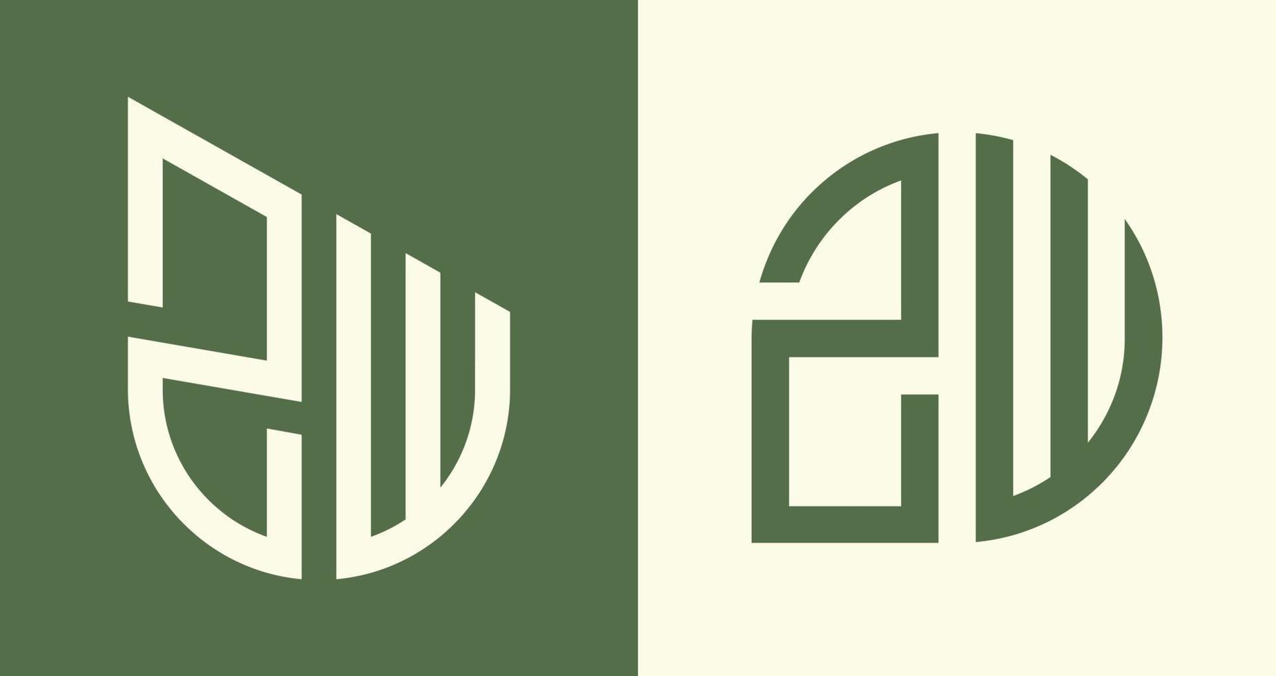 kreativ enkel första brev zw logotyp mönster bunt. vektor