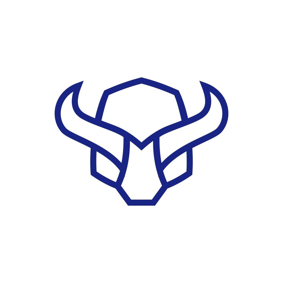 minotaur tjur huvud monoline logotyp design vektor