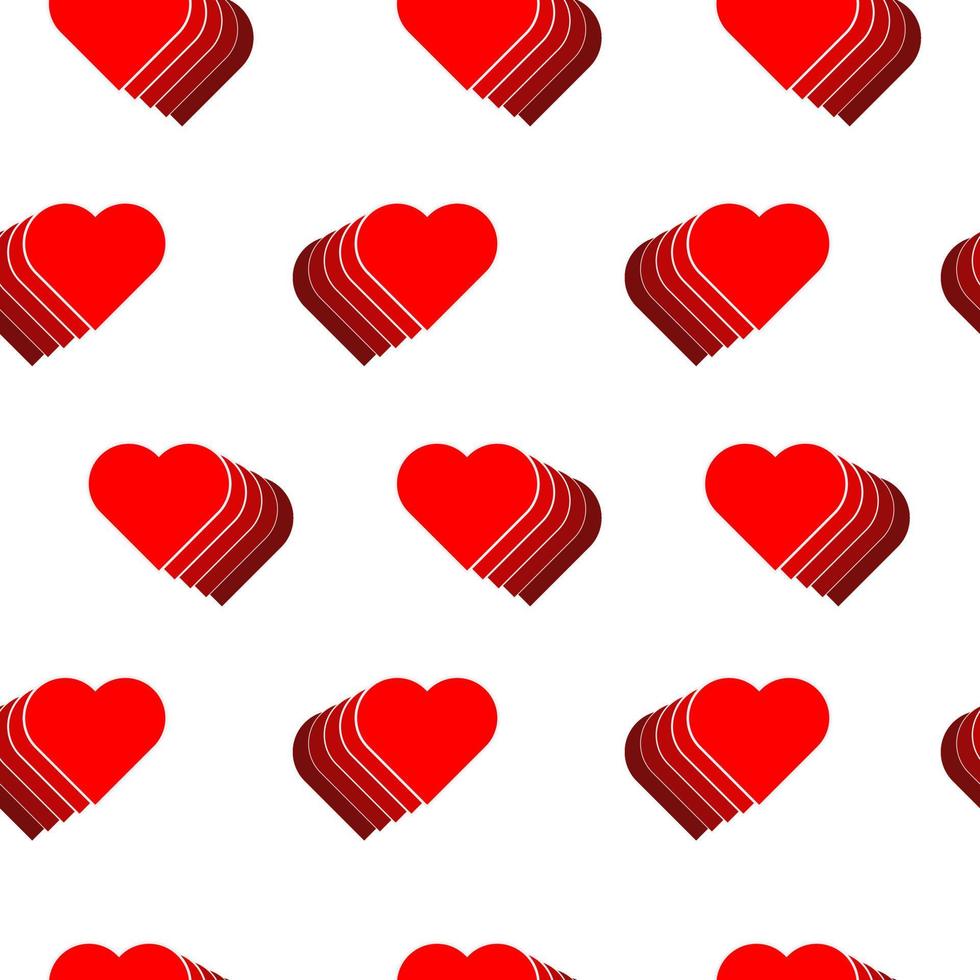 süß nahtlos Muster mit rot Herzen zum Valentinstag Tag, romantisch Hintergrund, Vektor Illustration