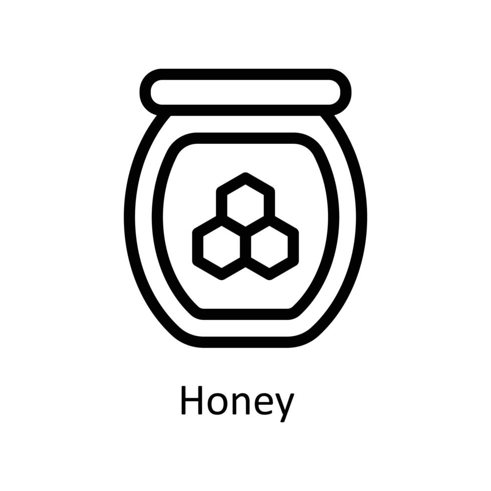 honung vektor översikt ikoner. enkel stock illustration stock