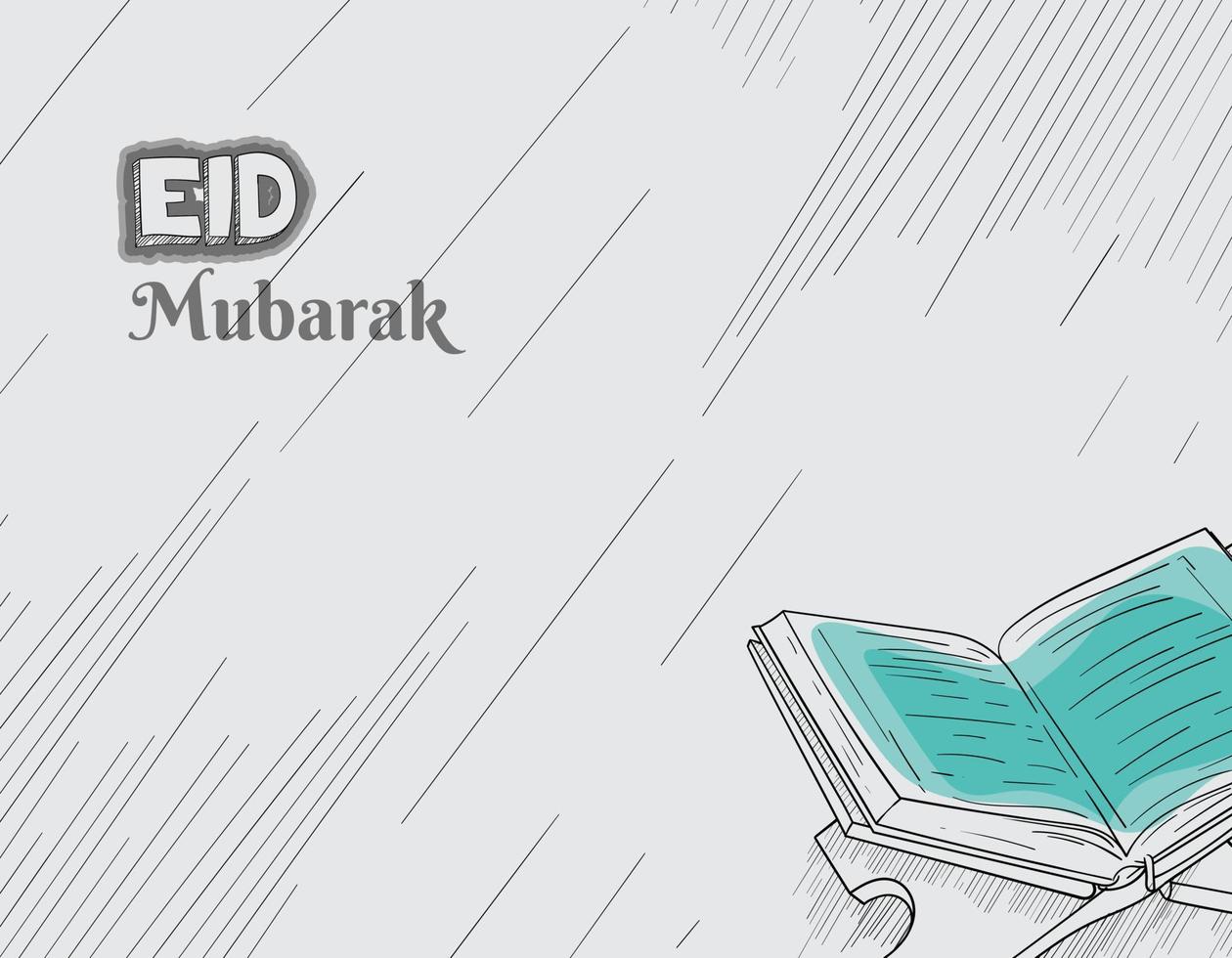 eid mubarak design med alqur'-an bakgrund i grunge design vektor