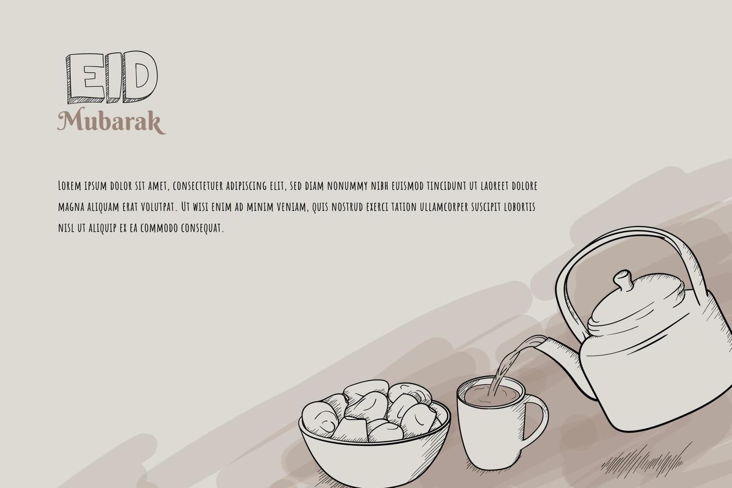 eid Mubarak Hintergrund Design mit Termine und Tee Design und ebenfalls gut Vorlage zum Arabisch Hintergrund vektor