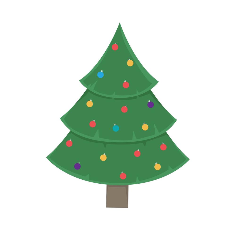jul träd med dekorationer. ny år träd med leksaker jul bollar. vektor illustration