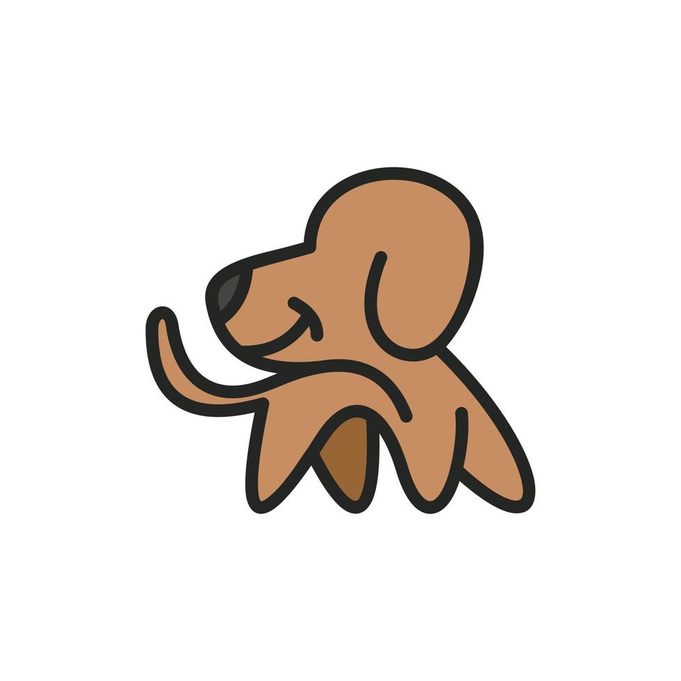djur- Lycklig hund linje kreativ logotyp vektor
