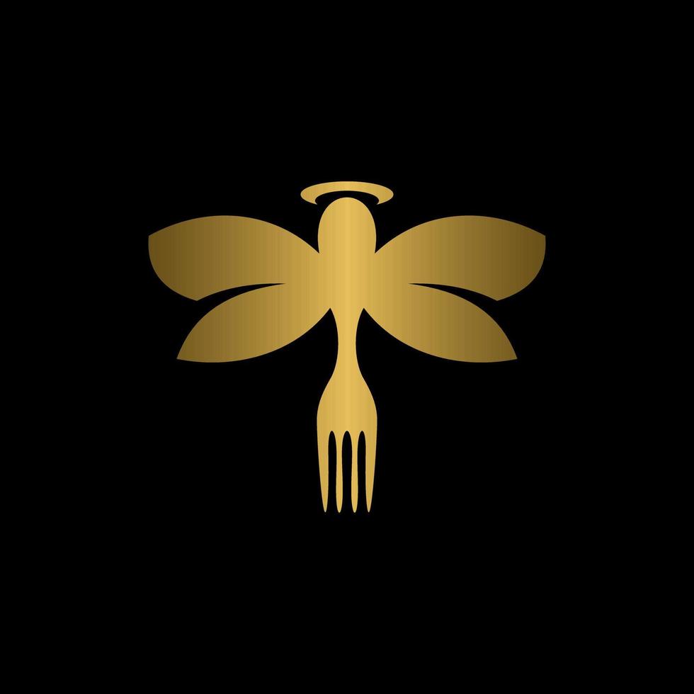 Libelle fliegend mit Gabel elegant kreativ Logo vektor