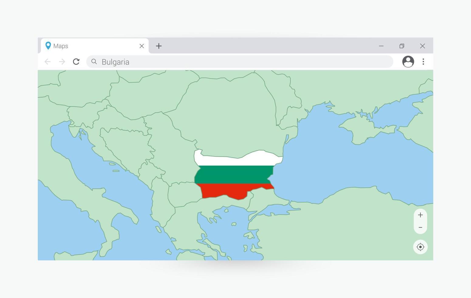 browser fönster med Karta av bulgarien, sökande bulgarien i internet. vektor