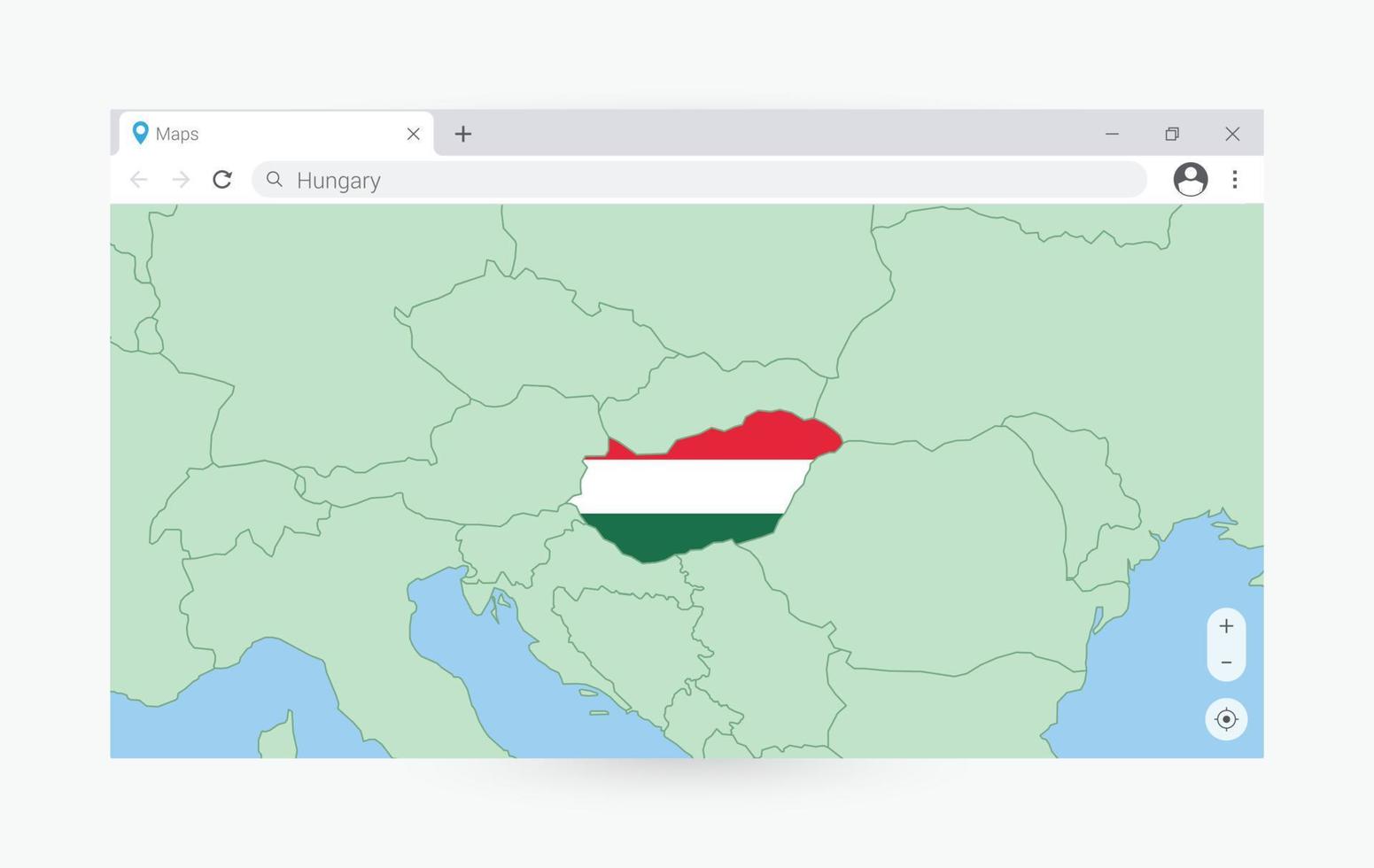 browser fönster med Karta av Ungern, sökande ungern i internet. vektor