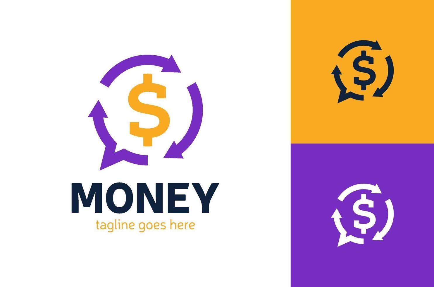 Geldwechsel Chat Logo. Wechselkursnachrichten und Wechselkurslogo. Vektorlinienkunst und Gradientenillustration vektor