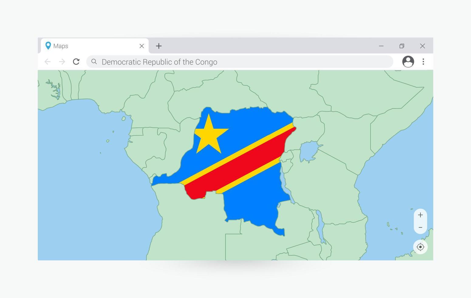 Browser Fenster mit Karte von DR Kongo, suchen DR Kongo im Internet. vektor