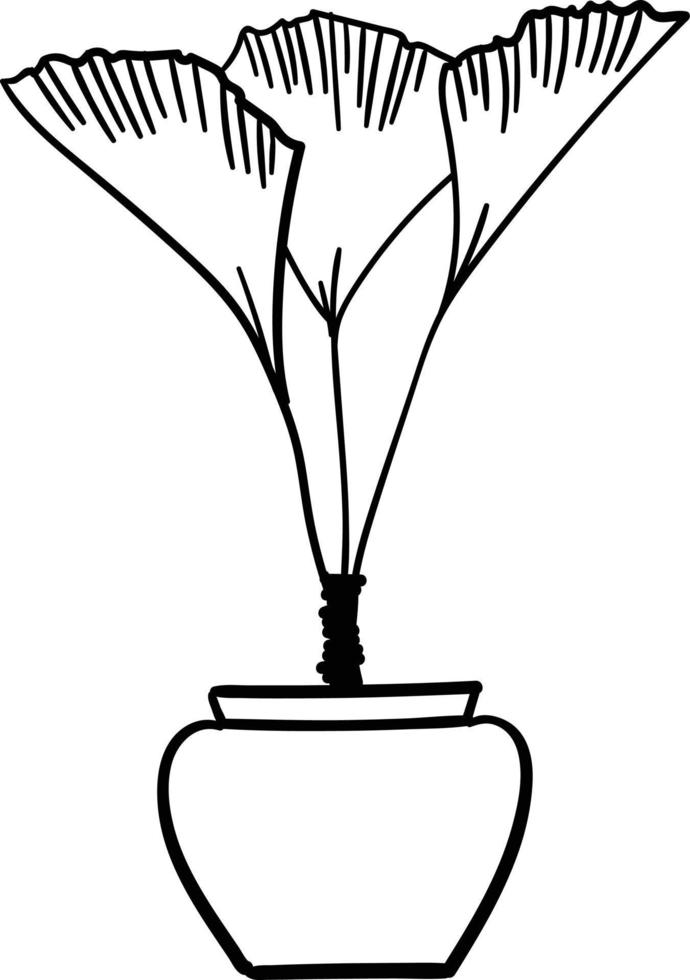 hus växt i en pott. översikt illustration. vektor