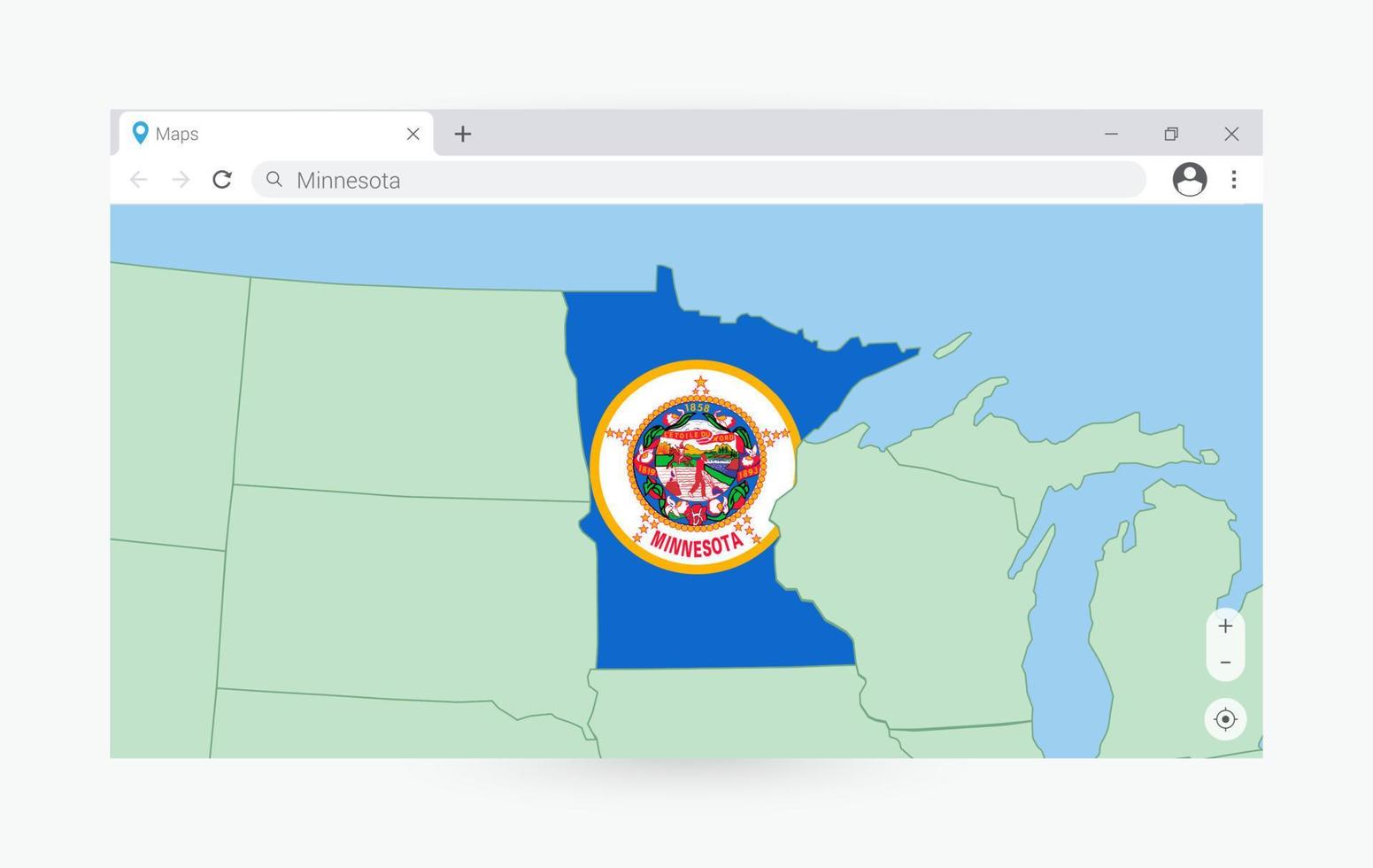 Browser Fenster mit Karte von Minnesota, suchen Minnesota im Internet. vektor