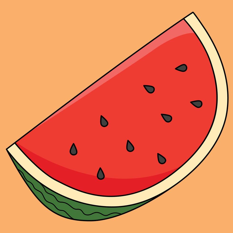 geschnitten Wassermelone Obst farbig Karikatur vektor