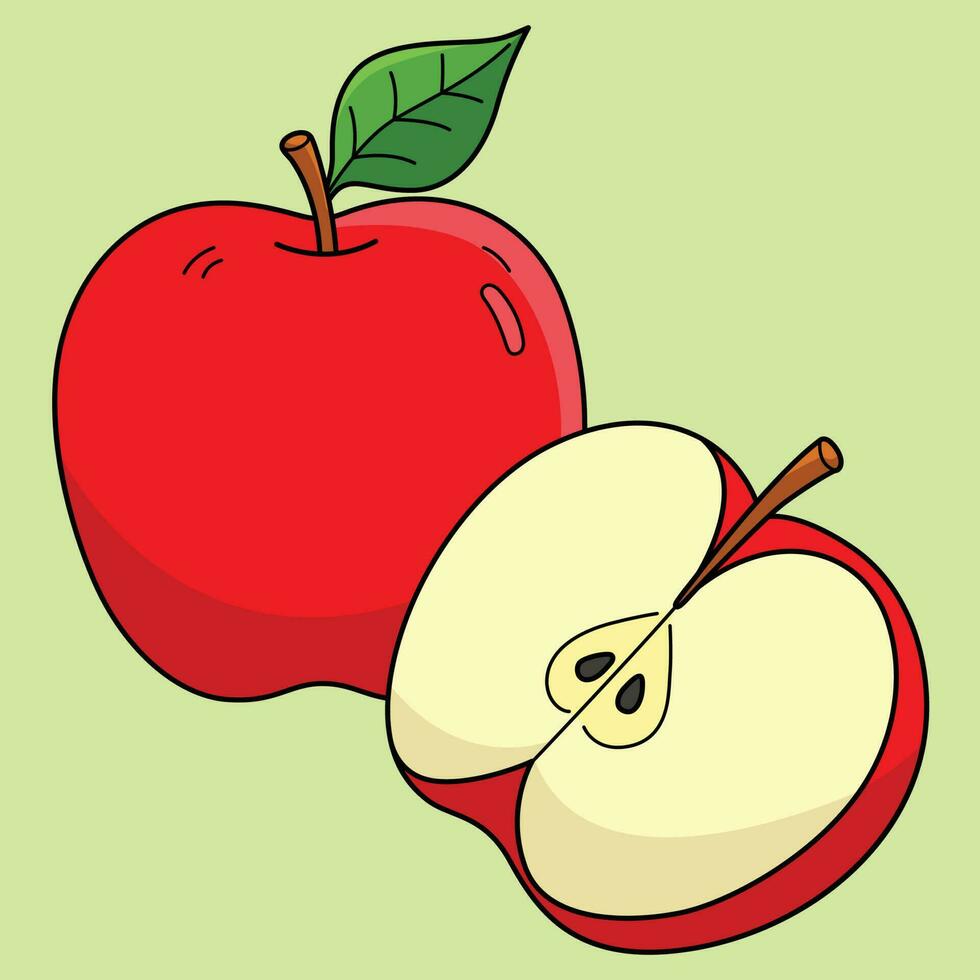 äpple frukt färgad tecknad serie illustration vektor