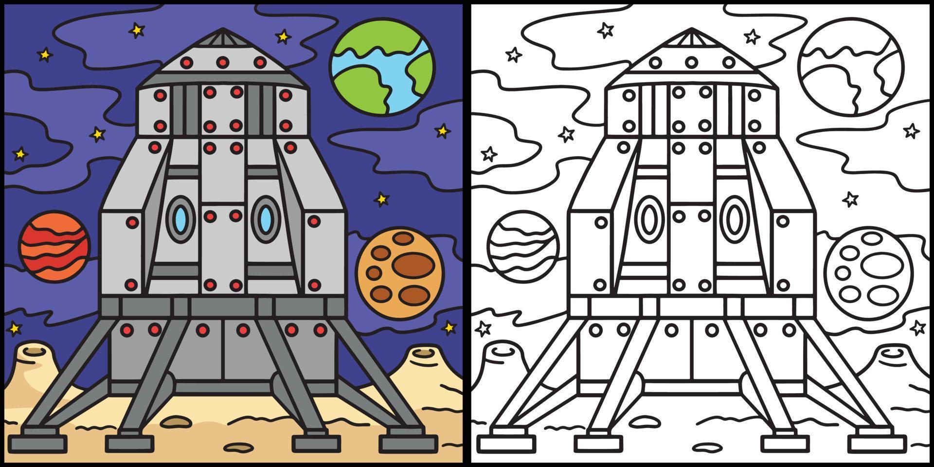 lunar landare på de måne färg illustration vektor