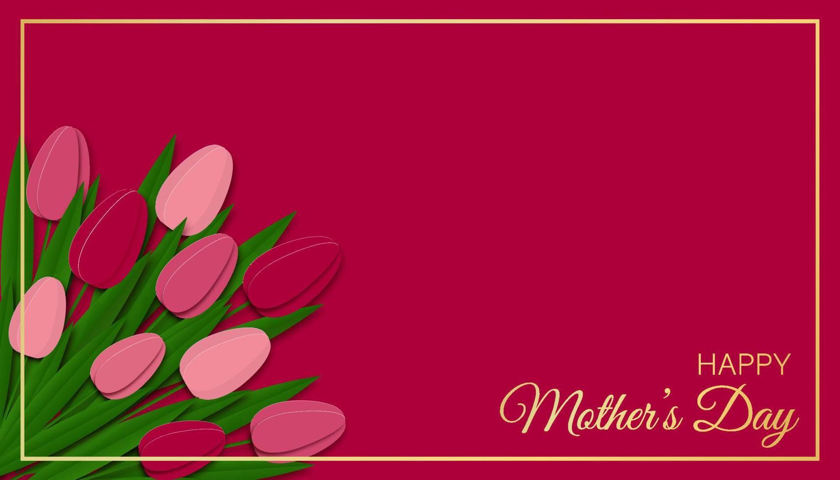 glücklich Mutter Tag Karte. schön Papier Schnitt Tulpen auf Rosa Hintergrund. vektor