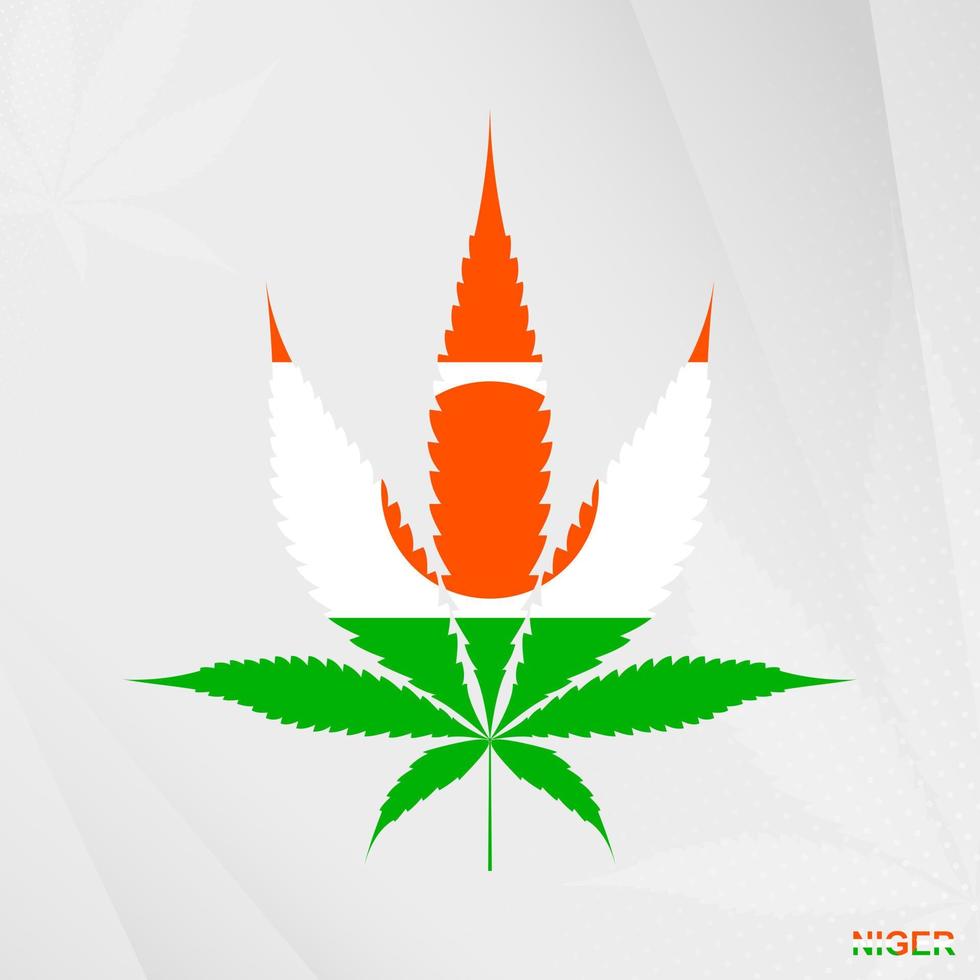 Flagge von Niger im Marihuana Blatt Form. das Konzept von Legalisierung Cannabis im Niger. vektor