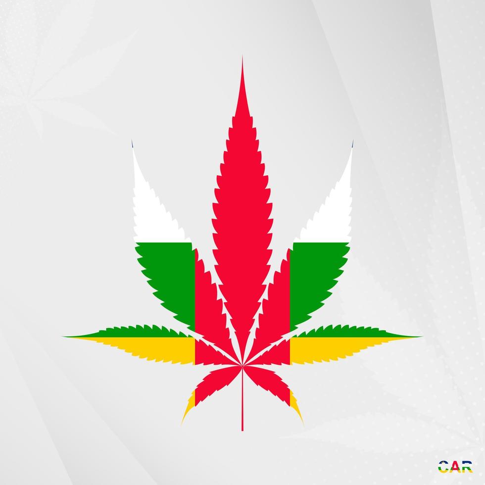 flagga av central afrikansk republik i marijuana blad form. de begrepp av legalisering cannabis i central afrikansk republik. vektor