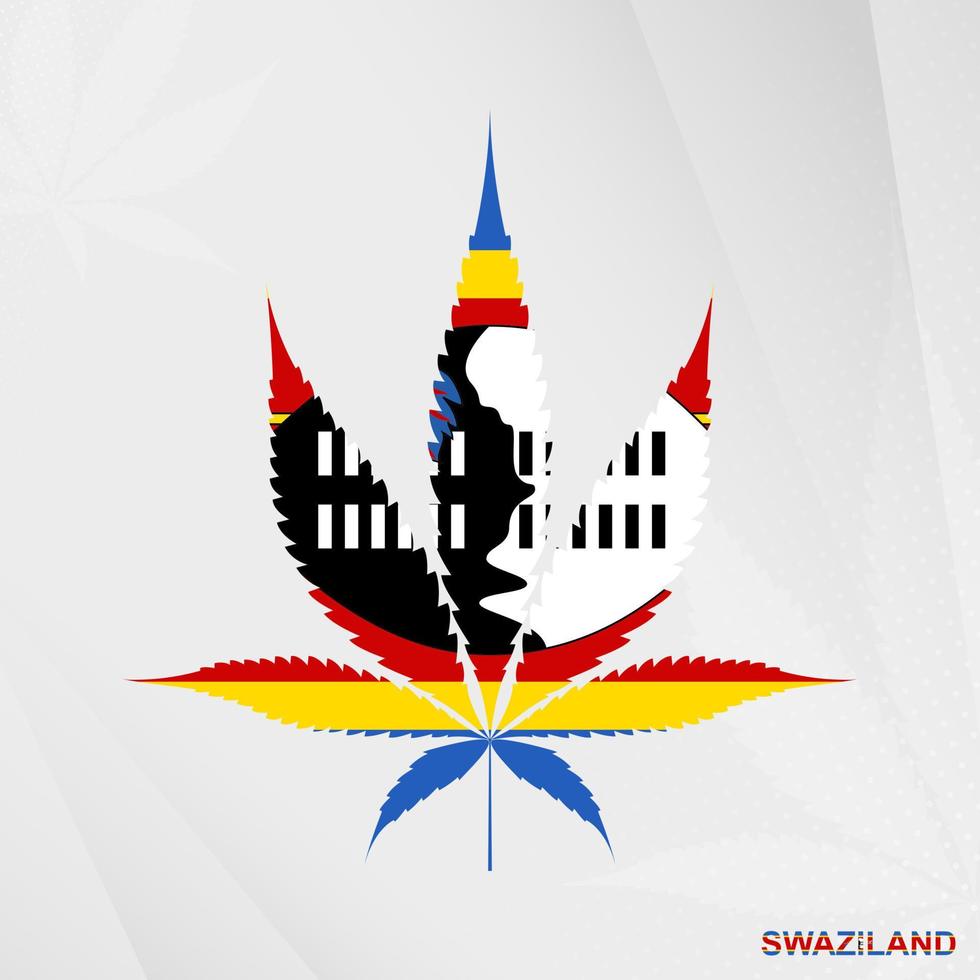 Flagge von Swasiland im Marihuana Blatt Form. das Konzept von Legalisierung Cannabis im Swasiland. vektor