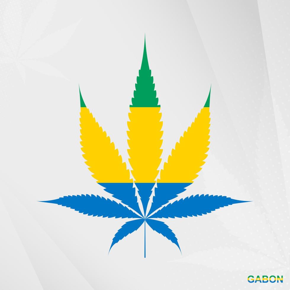 Flagge von gabon im Marihuana Blatt Form. das Konzept von Legalisierung Cannabis im gabun. vektor