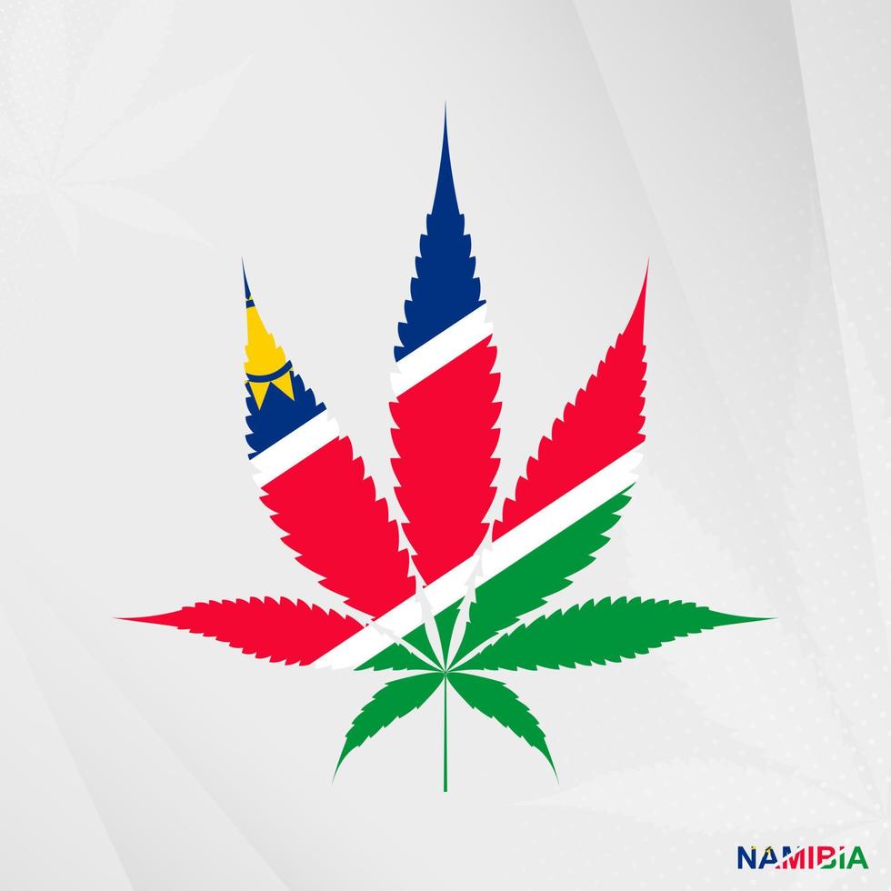 Flagge von Namibia im Marihuana Blatt Form. das Konzept von Legalisierung Cannabis im Namibia. vektor