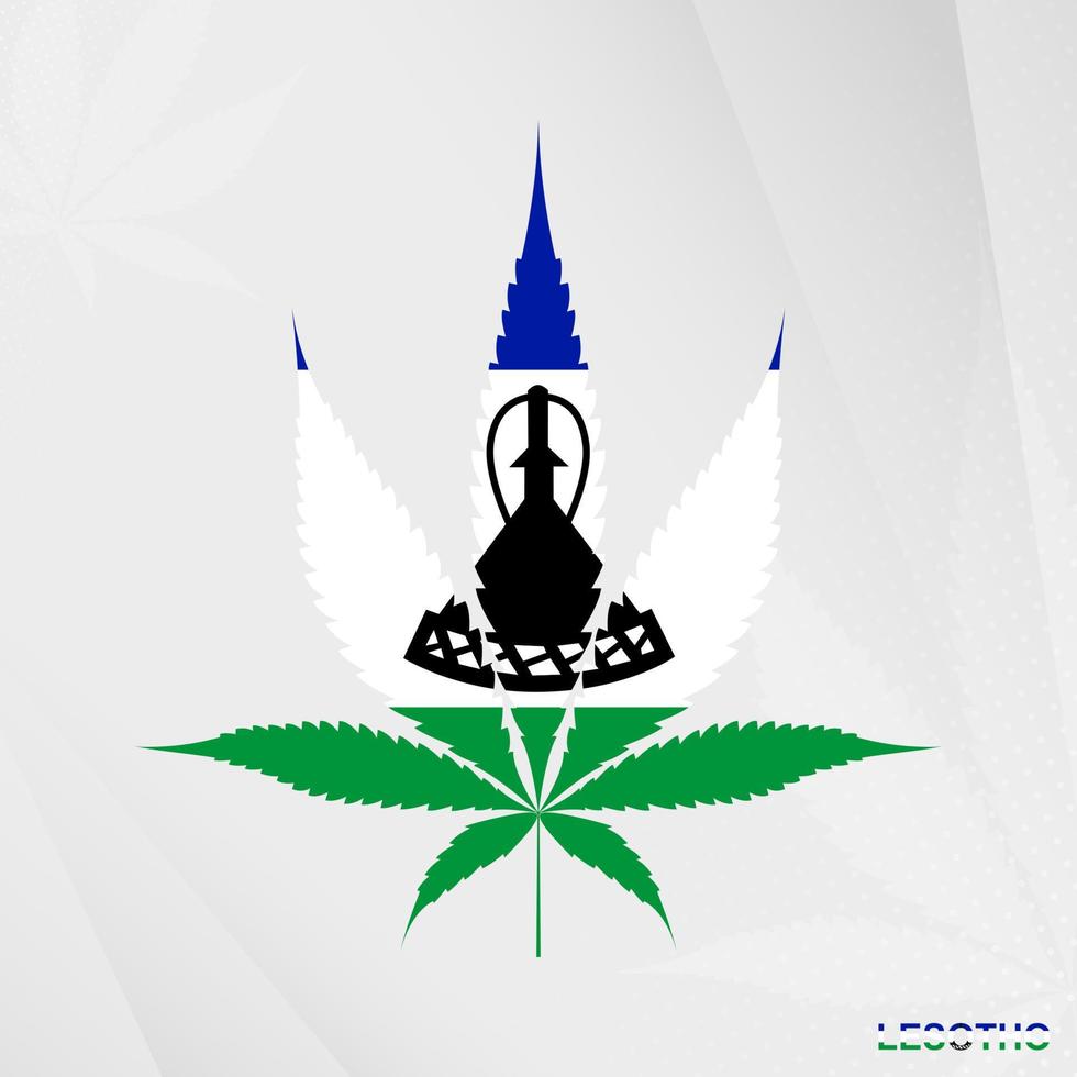 Flagge von Lesotho im Marihuana Blatt Form. das Konzept von Legalisierung Cannabis im Lesotho. vektor