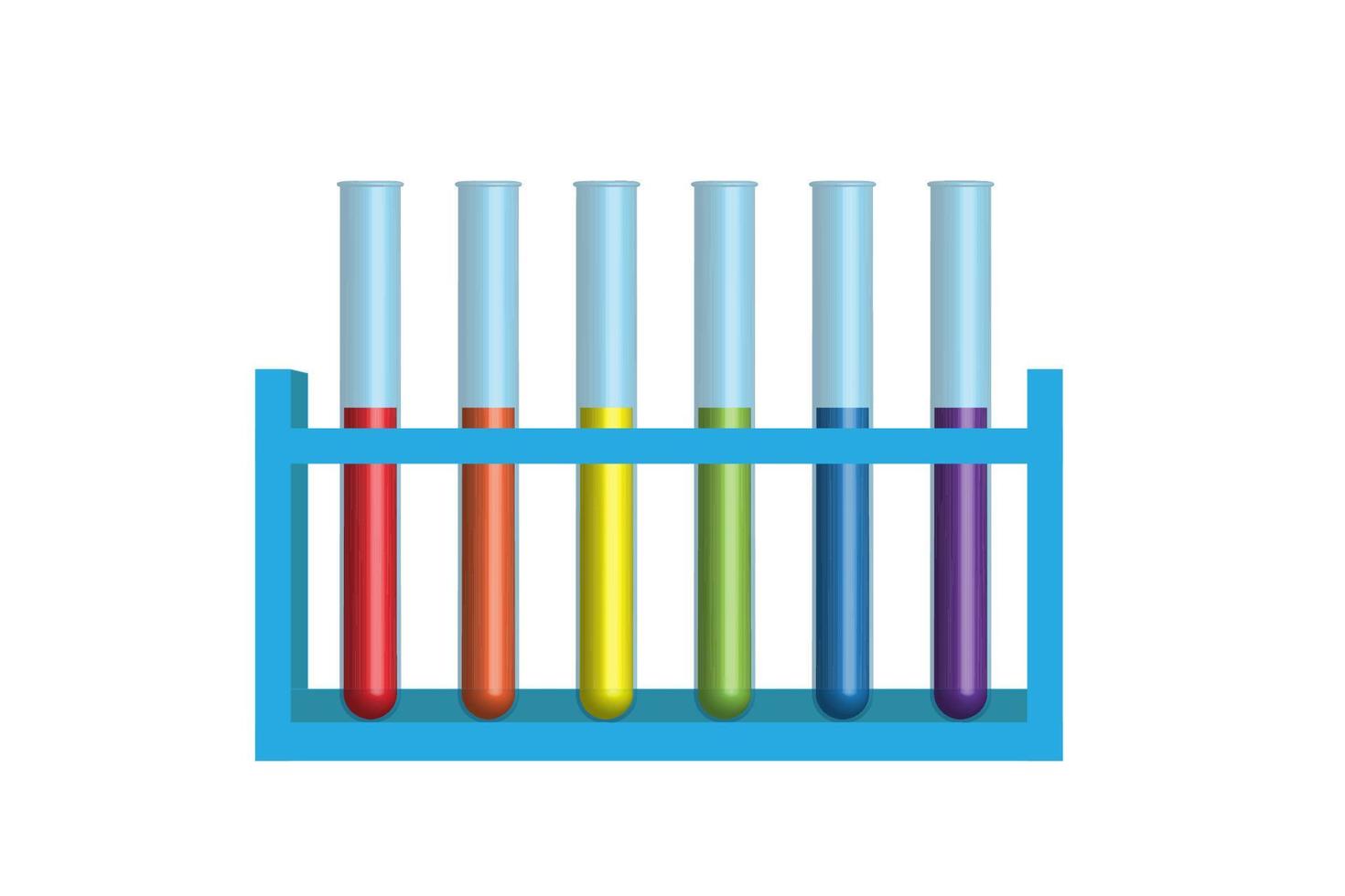 flerfärgad labb 3d testa rör flaska glas för testa i kemi laboratorium vektor