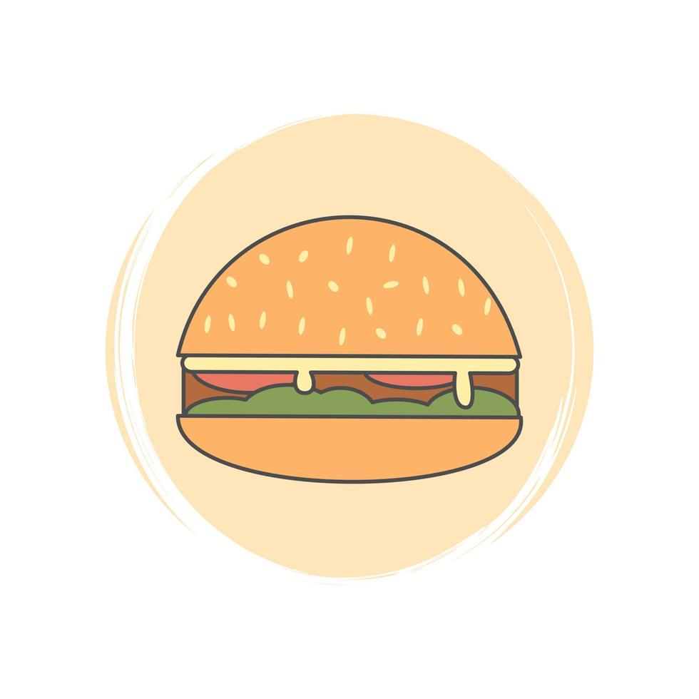 Cheeseburger Symbol Vektor, Illustration auf Kreis mit Bürste Textur, zum Sozial Medien Geschichte Markieren vektor