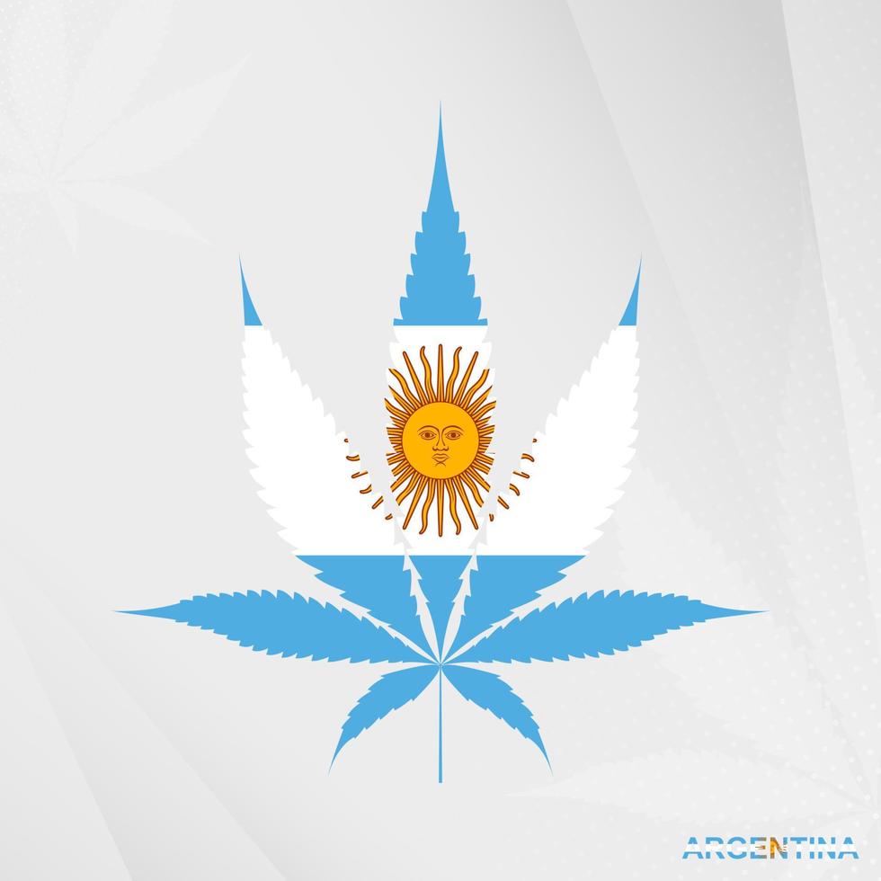 Flagge von Argentinien im Marihuana Blatt Form. das Konzept von Legalisierung Cannabis im Argentinien. vektor