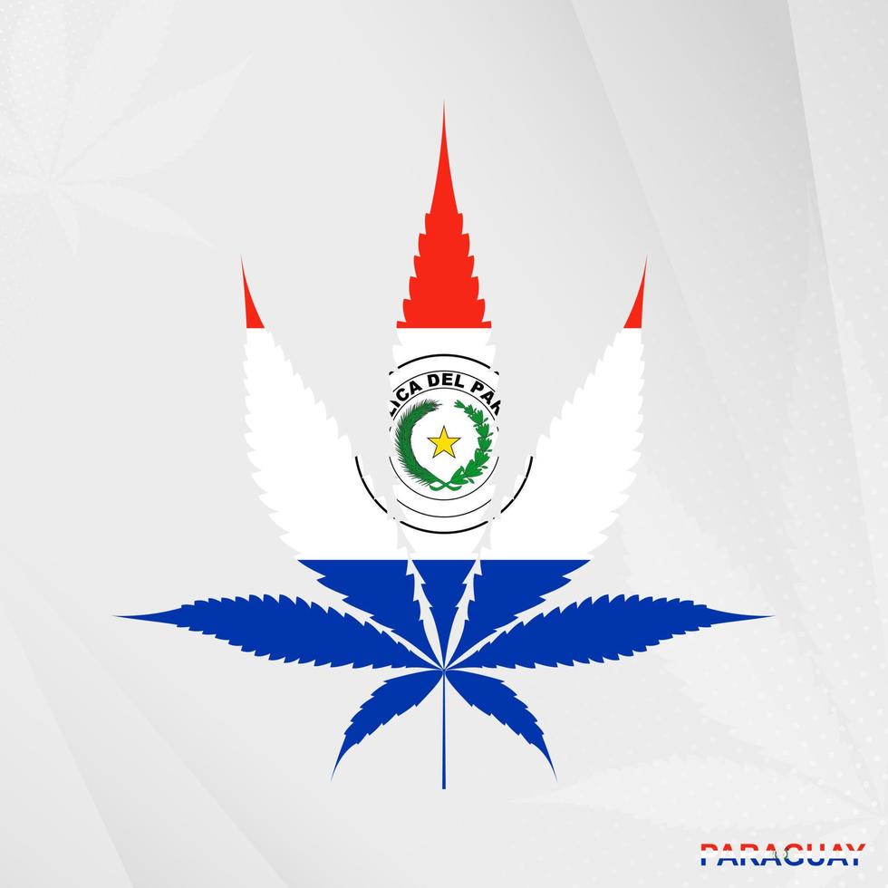 Flagge von Paraguay im Marihuana Blatt Form. das Konzept von Legalisierung Cannabis im Paraguay. vektor