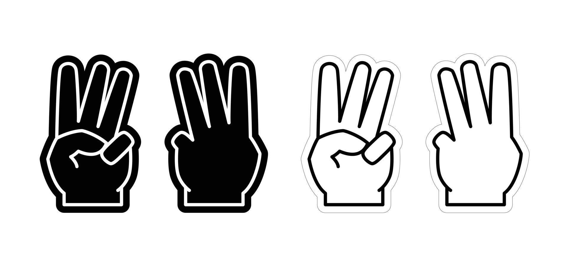 drei Finger oben Hand Vorlage, Anzahl auf Finger Design. Dreizack Hand Symbol, isoliert auf Weiß Hintergrund vektor
