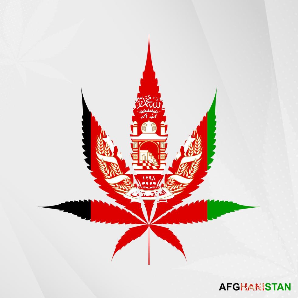 flagga av afghanistan i marijuana blad form. de begrepp av legalisering cannabis i afghanistan. vektor