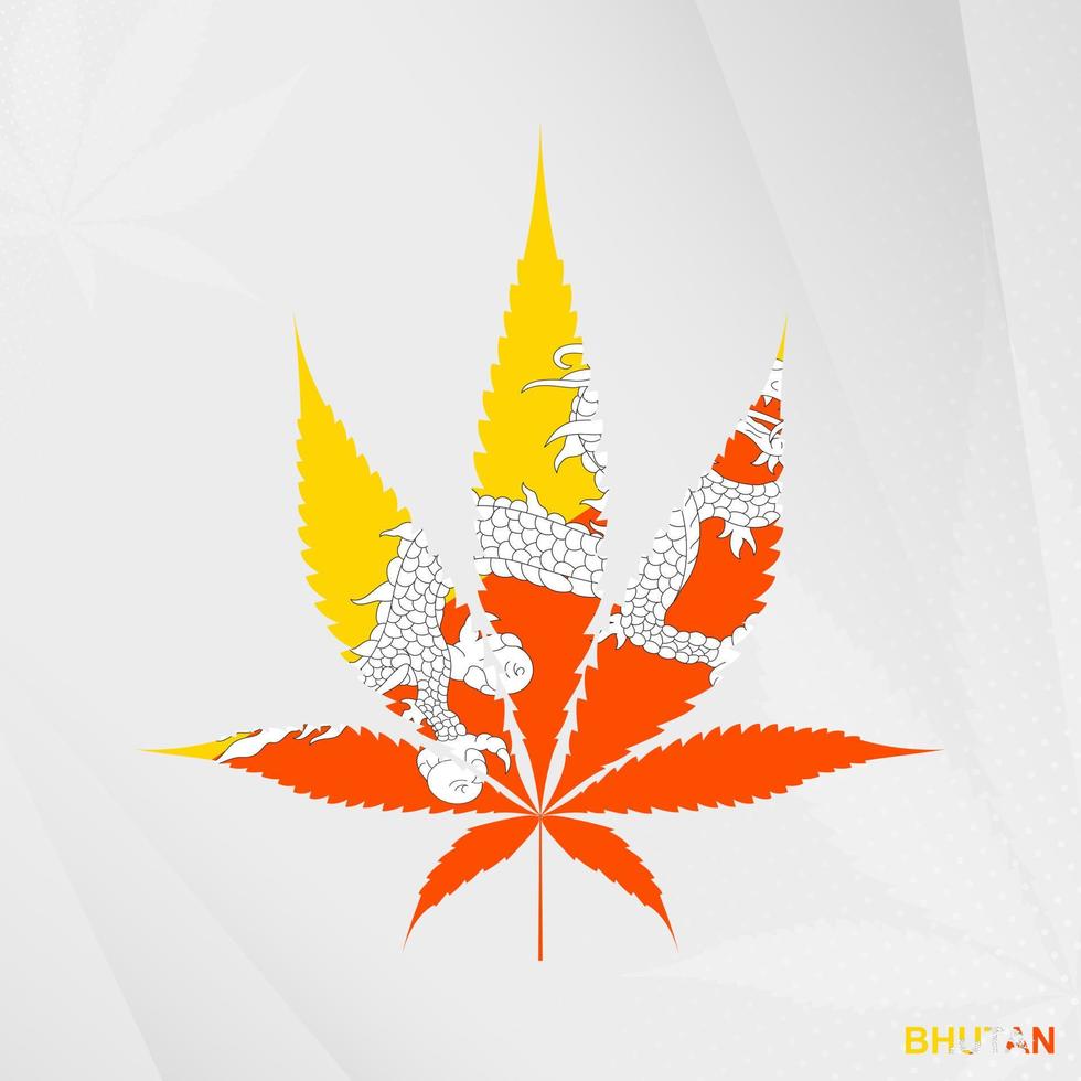 Flagge von Bhutan im Marihuana Blatt Form. das Konzept von Legalisierung Cannabis im bhutan. vektor