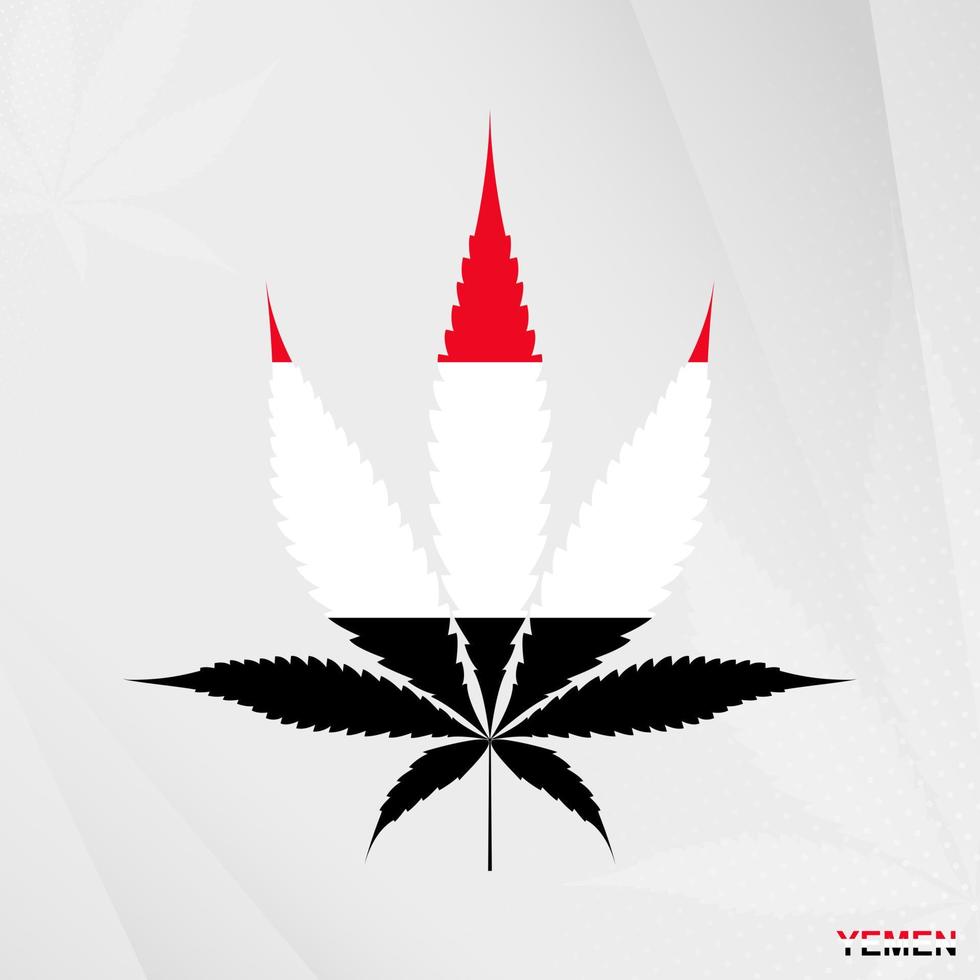 flagga av jemen i marijuana blad form. de begrepp av legalisering cannabis i jemen. vektor