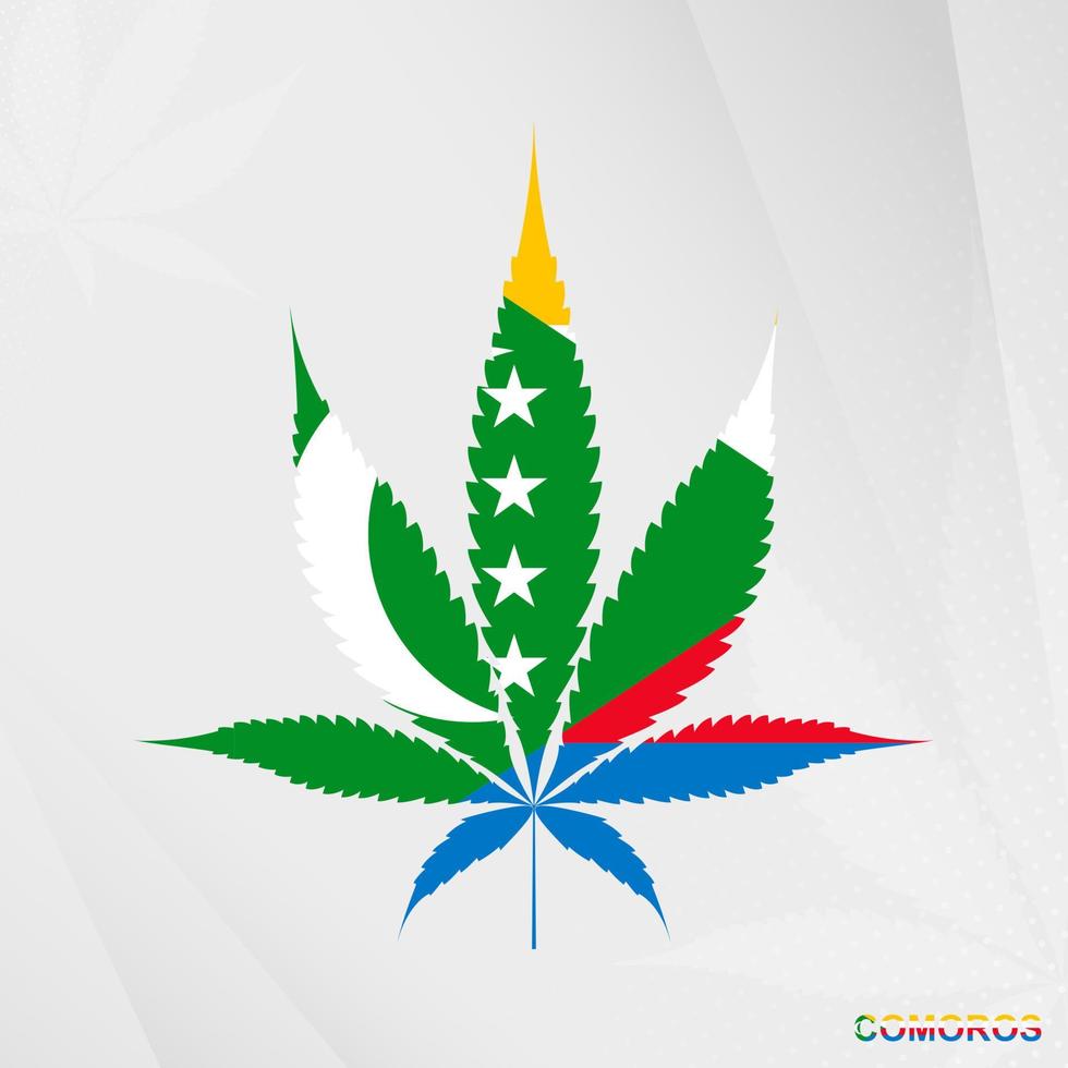flagga av komorerna i marijuana blad form. de begrepp av legalisering cannabis i Komorerna. vektor